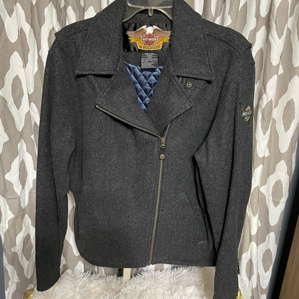 HARLEY DAVIDSON GREY  WOOL/RAYON BLEND COAT - Picture 4 of 12